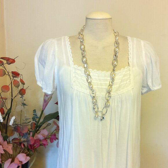 Vintage NEW True Handmade Pearl & Clear Glass Beads Silver Tone Necklace - Picture 3 of 7